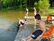 Swimming off the dock at Tim's