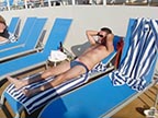 Steve tanning on the Norwegian Dawn